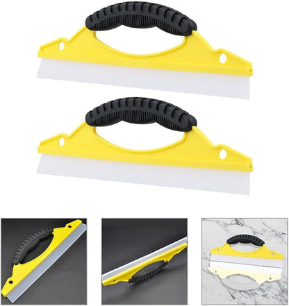 NUOBESTY 2pcs Soft Rubber Window Squeegee with Ergonomic Handle, Small Bow-Shaped Shower Glass and Mirror Cleaner for Bathroom and Car Paint Surfaces, Yellow