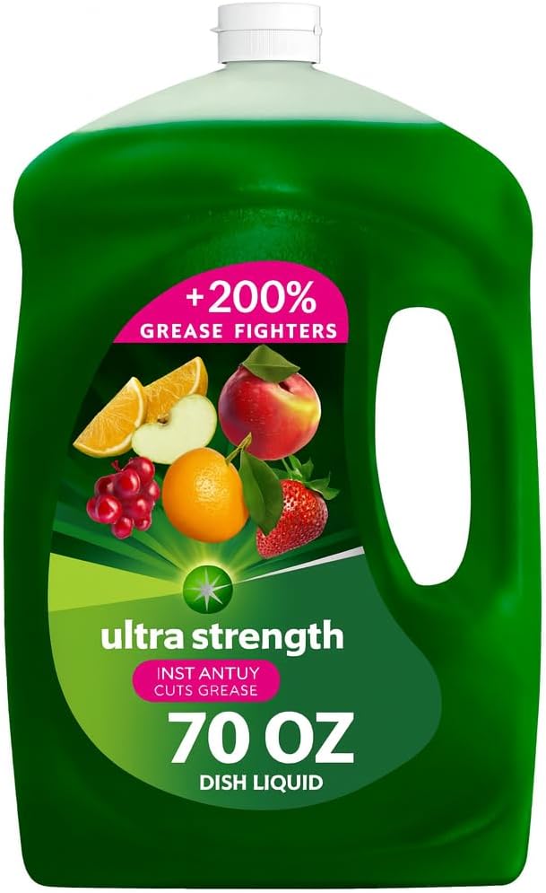 Ultra Strength Liquid Dish Soap, Heavy Duty Degreaser, Tough on Grease, Gentle on Hands, Concentrated Formula, Fresh Scent, Large 70 fl oz Bottle for Kitchen Cleaning