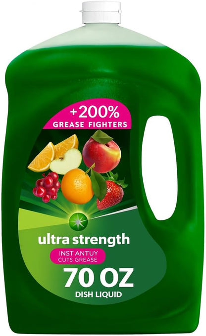Ultra Strength Liquid Dish Soap, Heavy Duty Degreaser, Tough on Grease, Gentle on Hands, Concentrated Formula, Fresh Scent, Large 70 fl oz Bottle for Kitchen Cleaning
