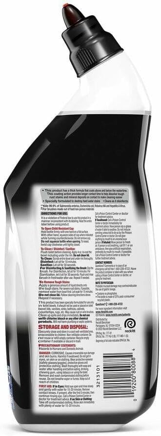 Toilet Bowl Cleaner with Lime and Rust Remover 24 oz Bundle with Microfiber Cloth - Powerful Gel for Hard Water Stains, Lime Deposits, and Everyday Dirt - Targets Hard-to-Reach Areas - (5 Items)