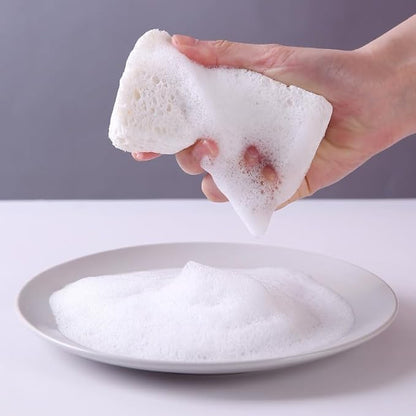 12 - Pack Non-Scratch Scrub Sponges - Sponges for Dishes and Washing Dishes, Cleaning Sponges for Kitchen Home Bathroom Cars, Funny Cut-Outs DIY for Kids (White)