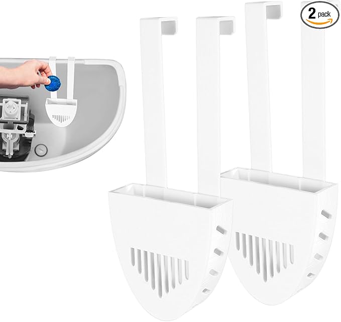 2 Sets Toilet Tank Tablet Holder, Hanging Toilet Bowl Carrier Hook Tablet Holder Hanger Bracket Caddy Avoids Dissolved from Polluting Water Tank Cleaning