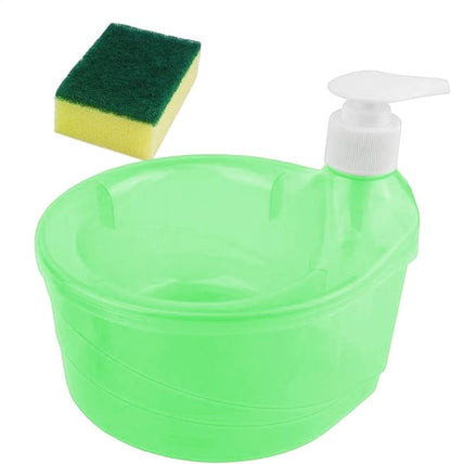 Kitchen Soap Dispenser - 2 in 1 Dish Soap and Sponge Holder, Sink Liquid Soap Pump Organizer | Dishwashing Soap Dispenser with Sponge caddyy, Refillable Soap Pump Dispenser for Kitchen Cleaning