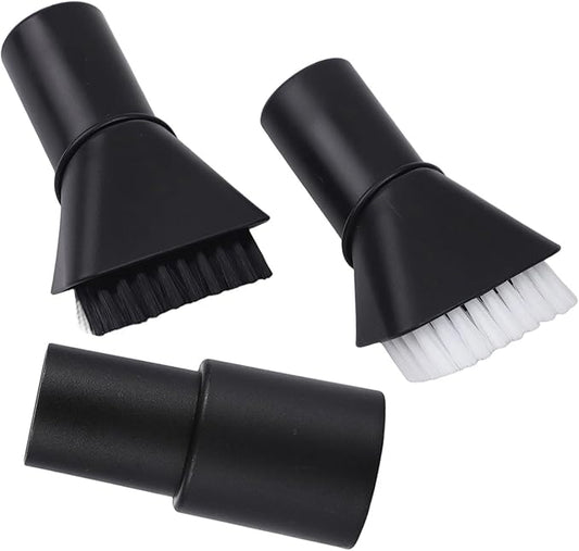 Round Vacuum Brush Set,Vacuum Dust Brush for Karcher WD2 WD3 WD4 WD5 Models, Dual Bristle Suction Brushes for Upholstery Carpet Dashboard Interior Cleaning with 32-35mm Adapter