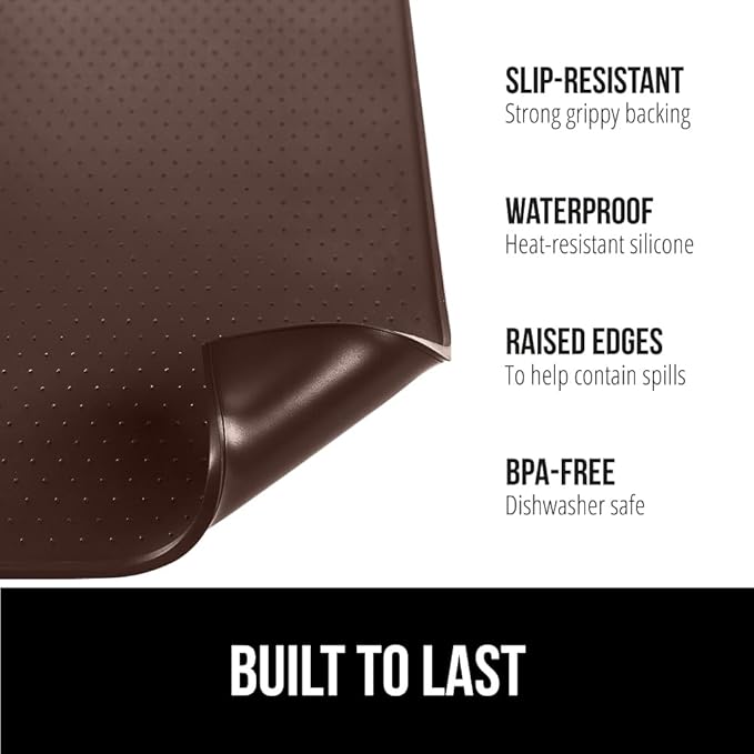 GORILLA GRIP Silicone Coffee Mat, 18x28, Espresso Machine Bar Accessories, Keep Kitchen Counters Clean, Stays in Place, Waterproof and Heat Resistant Dish Drying Mats, Home Decor Essentials, Brown