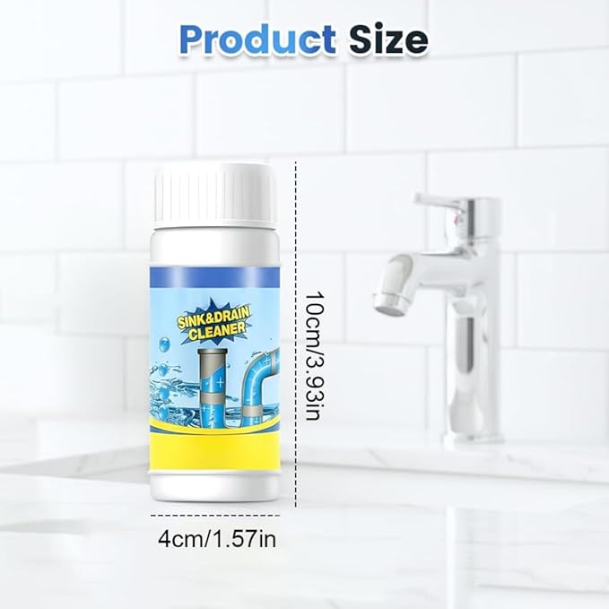 Powerful Drain Cleaner Powder - Fast-Acting Foaming Pipeline Dredging Agent | Multi-Functional Clog Remover for Kitchen Sink, Bathroom Hair, Toilet & PVC Pipes, Safe Sewer Unblocker, 3.9 oz/110g (1)