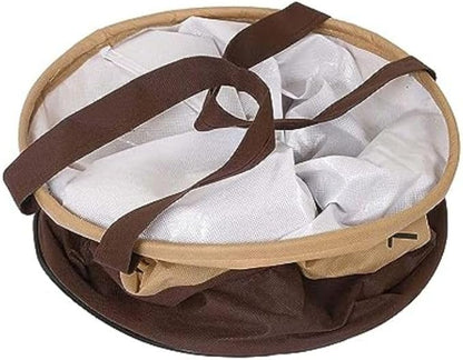 45L Waterproof Laundry Basket – Collapsible Canvas Clothes Hamper with Handles for Toy Storage, Laundry Room, Dorm & Nursery – Brown Organizer Bin (14.57x14.57x18.11 in)