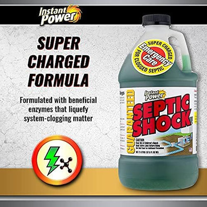 Instant Power Septic Shock – Septic Tank Treatment, Drain Cleaner Liquid Clog Remover for Septic System, Drain Defense for RVs – 67.6 Fl Oz 6 Pack