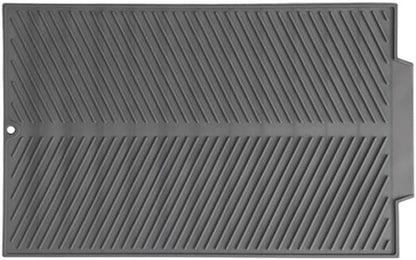 Silicone Dish Draining Mat, Eco Friendly Dish Drying Mat Kitchen Counter Anti-Skid and Heat Insulation Pad, Sink Drainer Mat with Dense Drainage Grooves (S (15"×10"))