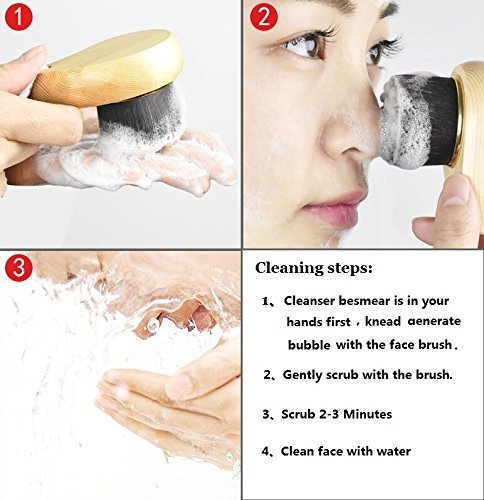 Rosette Bamboo Charcoal Fiber Face Brushes Soft Facial Cleanser Facial Skin Care Tool pore cleaner Exfoliate Brush Bamboo Handle (gray)