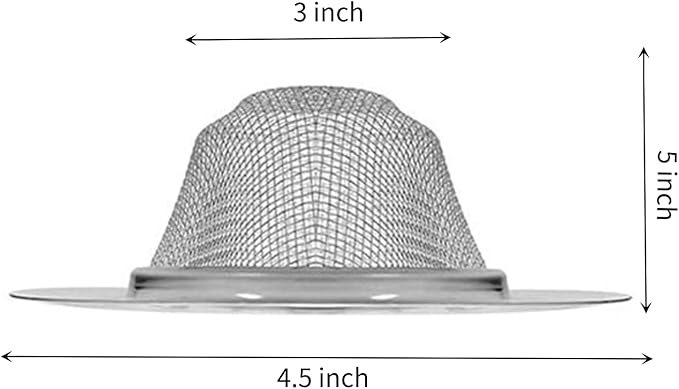Kitchen Sink Drain Strainer Sink Stainless Steel Protectors for Kitchen Sink Stopper Dishwasher Safe Catcher Basket Cover Filter Trap Screen Large Wide Rim 11.5cm/4.5" Diameter (3in)