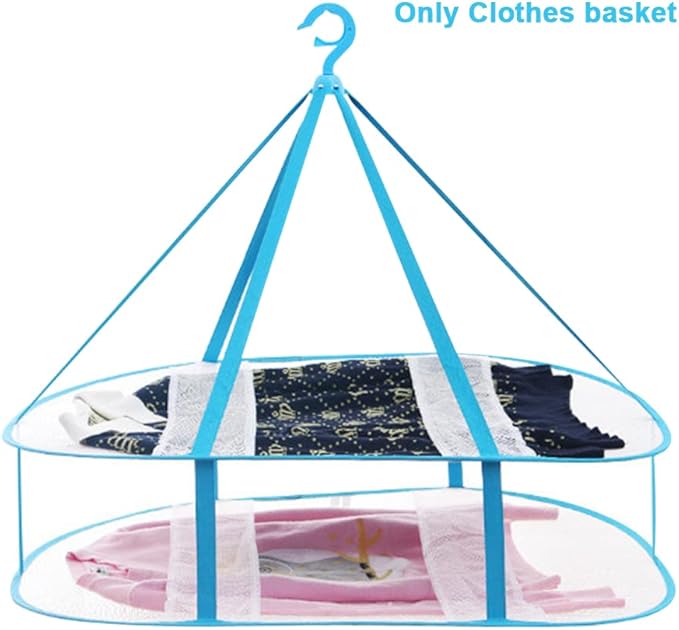 2-Tier Folded Mesh Clothes Drying Rack, Stackable Sweater Laundry Drying Rack, Foldable Hanging Mesh Dryer, Portable Hanging Laundry Rack for T-Shirt, Swimsuit, Underwear (COLOR:30.7"x24"x23.6")