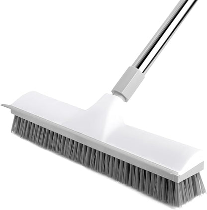 Floor Brush, 2-in-1 Scraping Brush,with 59.8" Long-Handled Adjustable Floor Brush, Suitable for Cleaning Kitchen, Bedroom, Shower Room, Floor, Tile Patios, Outdoor Patio, Terrace (White)