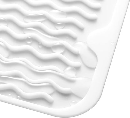 MicoYang Silicone Dish Drying Mat for Multiple Usage,Easy clean,Eco-friendly,Heat-resistant Silicone Mat for Kitchen Counter or Sink,Refrigerator or Drawer Liner White S 12 inches x 6 inches