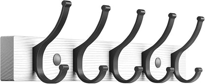 Optish Coat Rack Wall Mount, 16.5 Inches Wood Coat Hooks Wall Mount, Wall Coat Rack with 5 Hooks, Hat Rack Wall Hooks for Hanging Coat, Bag, Towel (1Pack, White)