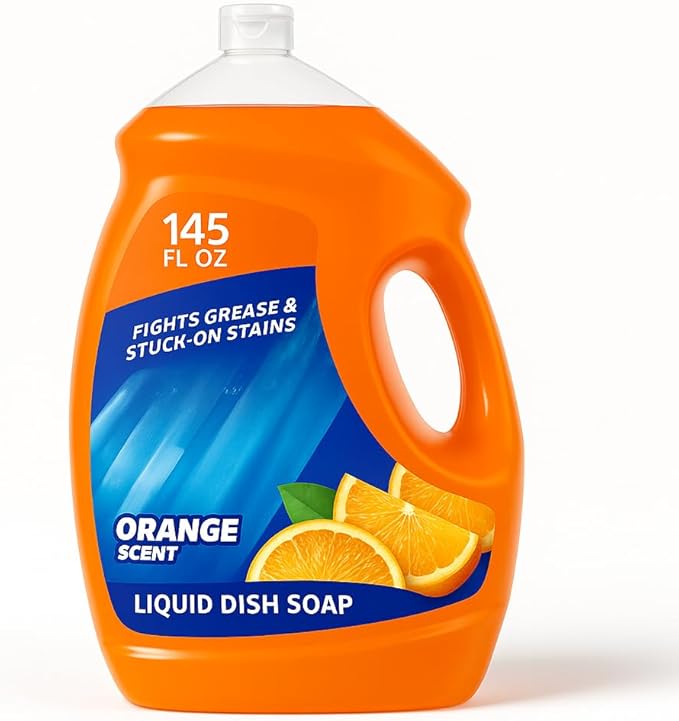 Orange Scent Ultra Dishwashing Liquid – Triple Action Concentrated Dish Soap for Kitchen, Grease-Cutting Formula for Pots, Pans & Dishes, 145 fl oz