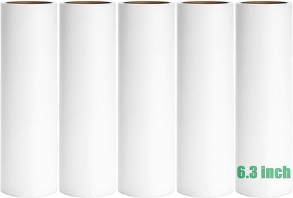 6.3 inch Lint Roller Refills Only, Extra Sticky Lint Remover Refills for Pet Hair Sticky Roller Refill Adhesive Tape Easy Peel 60 Sheets per Roll, Pack of 5, Total 300 Sheets (6.3'' Wide)