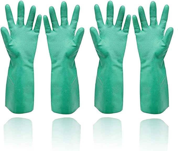 GAYISIC Reusable Kitchen Cleaning Gloves With Latex Free, Non-Slip Design Heavy Duty Gloves for Dishwashing 2 Pairs