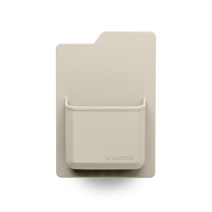 TOOLETRIES The James Organizer - Silicone Toiletry Holder, Shower & Bathroom Accessory - Features Silicone-Grip Technology, Removable & Reusable - Sand