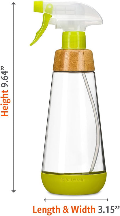 Full Circle Bottle Service - Sustainable Refillable Glass Spray Bottle for Cleaning - Versatile Stream & Mist Options, Bamboo, Silicone Protection Boot - Ideal for Kitchen, Plant, Hair & Beauty