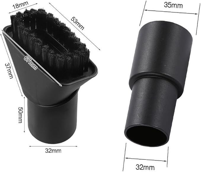 Round Vacuum Brush Set,Vacuum Dust Brush for Karcher WD2 WD3 WD4 WD5 Models, Dual Bristle Suction Brushes for Upholstery Carpet Dashboard Interior Cleaning with 32-35mm Adapter