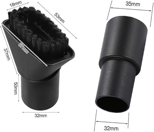 Round Vacuum Brush Set,Vacuum Dust Brush for Karcher WD2 WD3 WD4 WD5 Models, Dual Bristle Suction Brushes for Upholstery Carpet Dashboard Interior Cleaning with 32-35mm Adapter