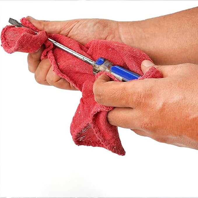 Shop Towels (Red, 1000-Pack) - Bulk Cleaning Towel in a Bag, Mechanic Cotton Wipes for Car Maintenance, Auto Mechanics & Garage, Wipe Grease & Oil, Machine Wash & Reusable
