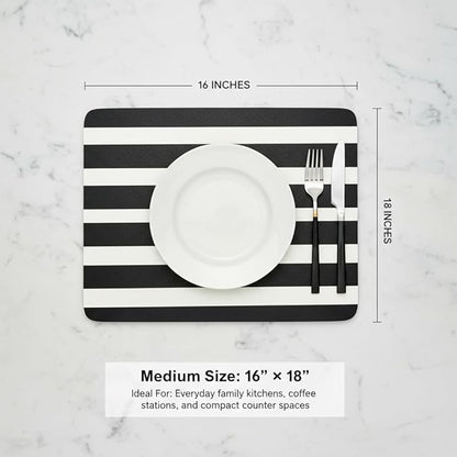 Dish Drying Mat Super Absorbent – 16" x 18" Coffee Mat for Countertops – Non-Slip Drying Mat for Kitchen Counter – Easy to Clean Water Absorbent Mat – Large Dish Drying Mats (Zebra)