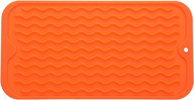 MicoYang Silicone Dish Drying Mat for Multiple Usage,Easy clean,Eco-friendly,Heat-resistant Silicone Mat for Kitchen Counter or Sink,Refrigerator or Drawer Liner Orange S 12 inches x 6 inches