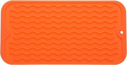 MicoYang Silicone Dish Drying Mat for Multiple Usage,Easy clean,Eco-friendly,Heat-resistant Silicone Mat for Kitchen Counter or Sink,Refrigerator or Drawer Liner Orange S 12 inches x 6 inches