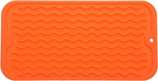 MicoYang Silicone Dish Drying Mat for Multiple Usage,Easy clean,Eco-friendly,Heat-resistant Silicone Mat for Kitchen Counter or Sink,Refrigerator or Drawer Liner Orange S 12 inches x 6 inches