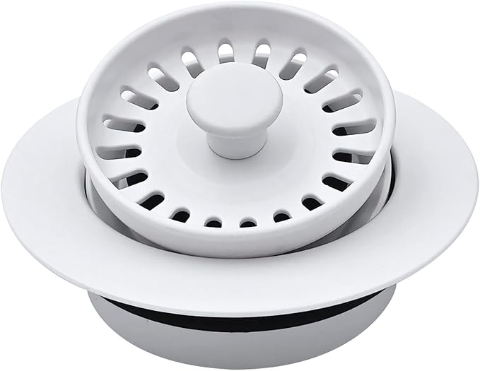 GZILA Garbage Disposal Drain Strainer and Stopper with Decorative Disposal Flange in White, Fit 3.5 Inch Standard Drain Hole