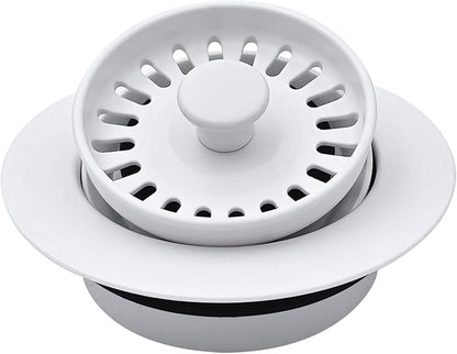 GZILA Garbage Disposal Drain Strainer and Stopper with Decorative Disposal Flange in White, Fit 3.5 Inch Standard Drain Hole