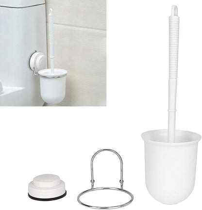 Toilet Brush, Plastic Toilet Brush with Toilet Brush Holder, Quick Dry Toilet Brush Holder, Wall Mount, with Suction Cup, White 33x12x10.2 cm