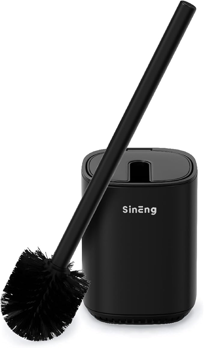 Toilet Brush and Holder Set Toilet Bowl Brush Stainless Steel Automatic Open lid Toilet Bowl Cleaner Brush with Durable Bristle Head Toilet Cleaning Brush for Bathroom