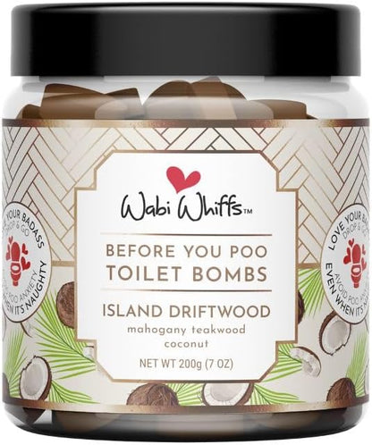 Fizzing Toilet Bombs – Island Driftwood | Natural Bathroom Deodorizer | Odor Eliminator Tablets For Freshness & Cleanliness | Eco-Friendly Septic Safe Tablets | 60 Count |