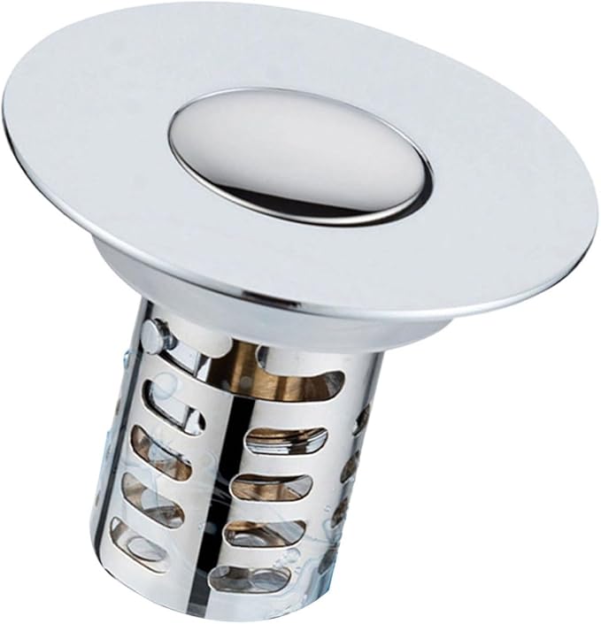 Push Button Sink Drain Stoppers With Odor Prevention And Hair Catcher Steel Bathroom Basin Filter For Not Clogging Not Odor Popup Drain Stoppers