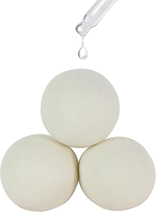 Wool Dryer Balls Fabric Softener Ball, Laundry Ball Reducing Clothing Wrinkles, Saving Drying Time, White(Pack of 3)