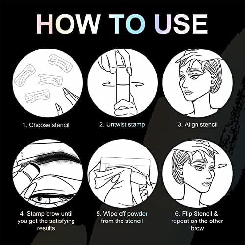 Eyebrow Stamp Stencil Kit - Eye Brow Stencil Kit for Beginners, Brow Stencil and Stamp Kit Long-lasting, Smudge-Proof & Waterproof, 24 Reusable Eyebrow Shapes Stencils for Perfect Brow (Light Brown)