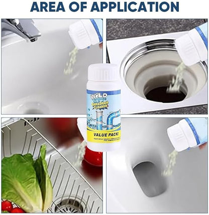 Saker Powerful Foaming Drain Cleaner Powder, Easy-Pour Clog Remover for Kitchen Sink, Bathroom Tub & Shower, Toilet and Floor Drain, Helps Break Down Hair, Soap Scum, Paper and Sludge (3 PACK)