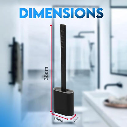 Modern Minimalist Silicone Toilet Brushes & Holders - Pack of 4 Toilet Bowl Brushes Black - Self-Cleaning & Splash-Free, Easy-Rinse Design with Wall Mounted Holder Bathroom Accessory