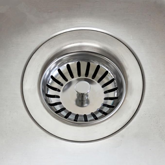 4 Set Kitchen Sink Strainer Central Pin Replacement M8 5/16'' Drain Basket Center Round Post Cover Handle Pull Rod Plug with Ball Lock Repair Parts Univers for for Standard Drains