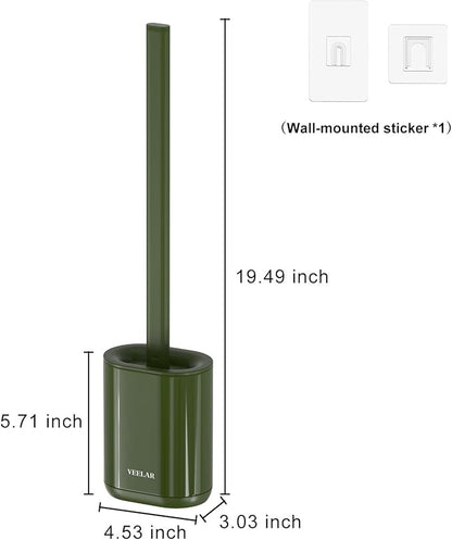 Toilet Brush and Holder Set - Wall Mounted Bathroom Scrub Brush, Toilet Bowl Brush and Plunger Set for Bathroom Cleaner (Green)