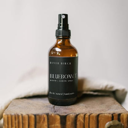 River Birch Bluebonnet Scented Linen and Room Spray | Home Fragrance | 4 oz Glass Amber Bottle | Luxury Signature Scent | Handmade in Texas