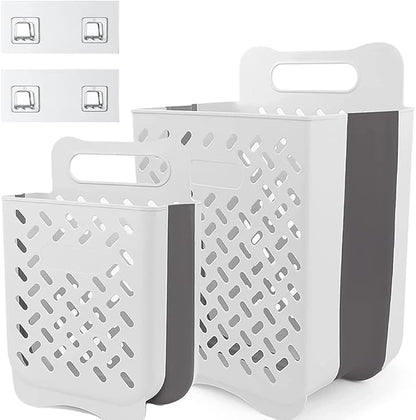 Collapsible Laundry Basket- Large Laundry Basket Hamper with 2 Handles- Space Saving Foldable Storage Container/Organizer (2pcs)
