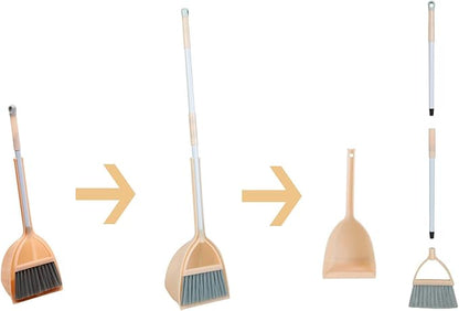 Mini Broom with Dustpan for Kids,Little Housekeeping Helper Set (Light Orange)