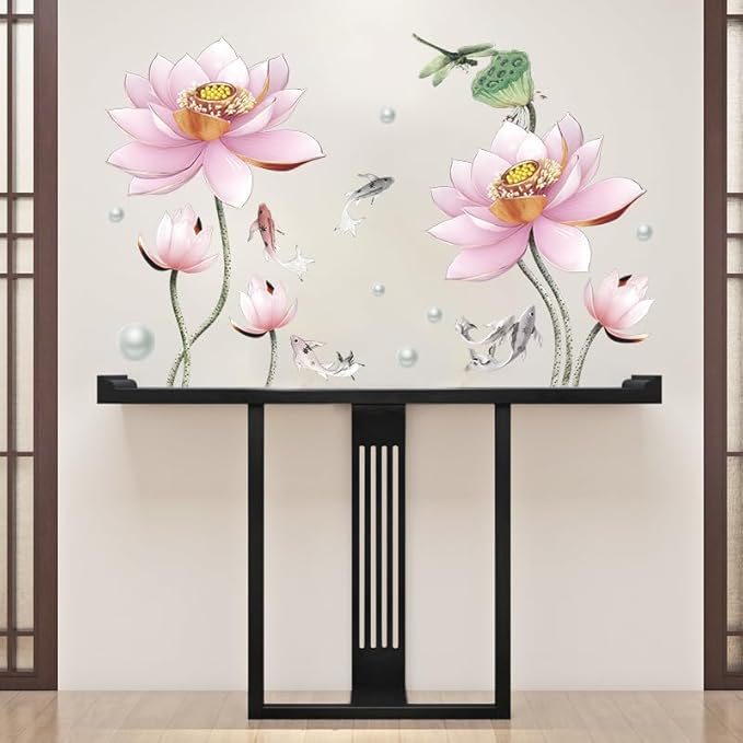 3D Wall Stickers DIY Flower Wall Decal Removable Waterproof Wall Art Decor for Bedroom Living Room Offices Home Decoration (Pink Lotus)