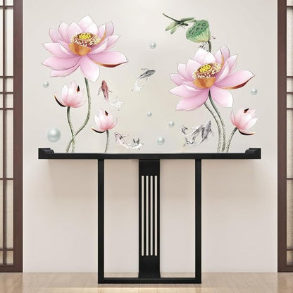 3D Wall Stickers DIY Flower Wall Decal Removable Waterproof Wall Art Decor for Bedroom Living Room Offices Home Decoration (Pink Lotus)