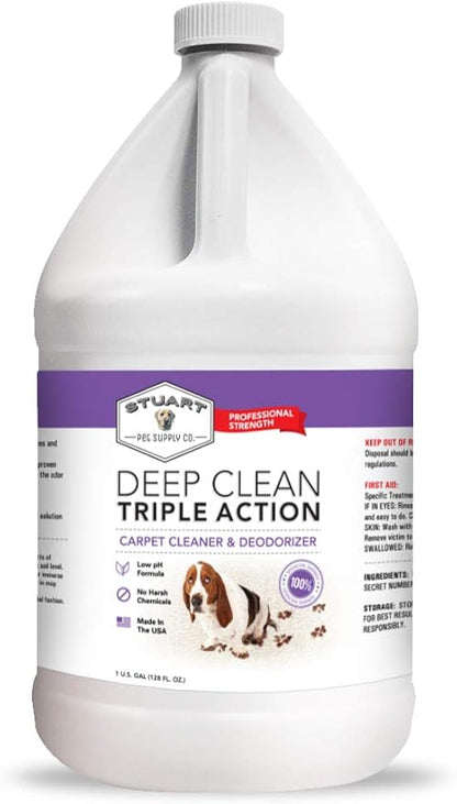 Stuart Pet Supply Co. Professional Strength Deep Clean (Gal.) 3X Carpet Cleaner Solution & Deodorizer, Concentrated Encapsulating Carpet Shampoo, Pet Odor & Dirty Carpet Cleaning Solution 128 fl oz.
