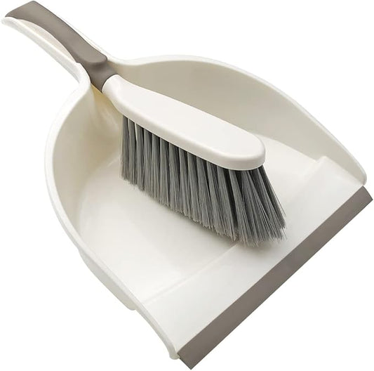 Dust Pan, Dustpan and Brush Set, Small Dust Pan and Brush Set, Hand Broom and Dustpan Set for Home, Handheld Angled Dust Pans and Brooms are Daily Cleaning Tools.Beige Brown